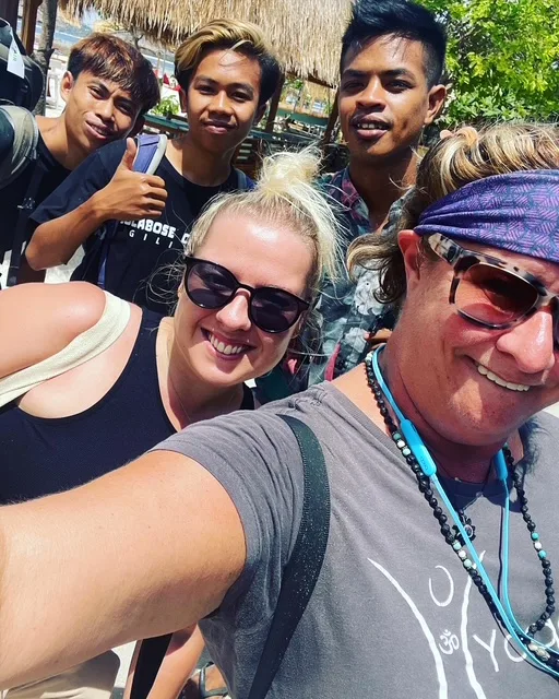 A group of friends traveling in Gili Air Indonesia
