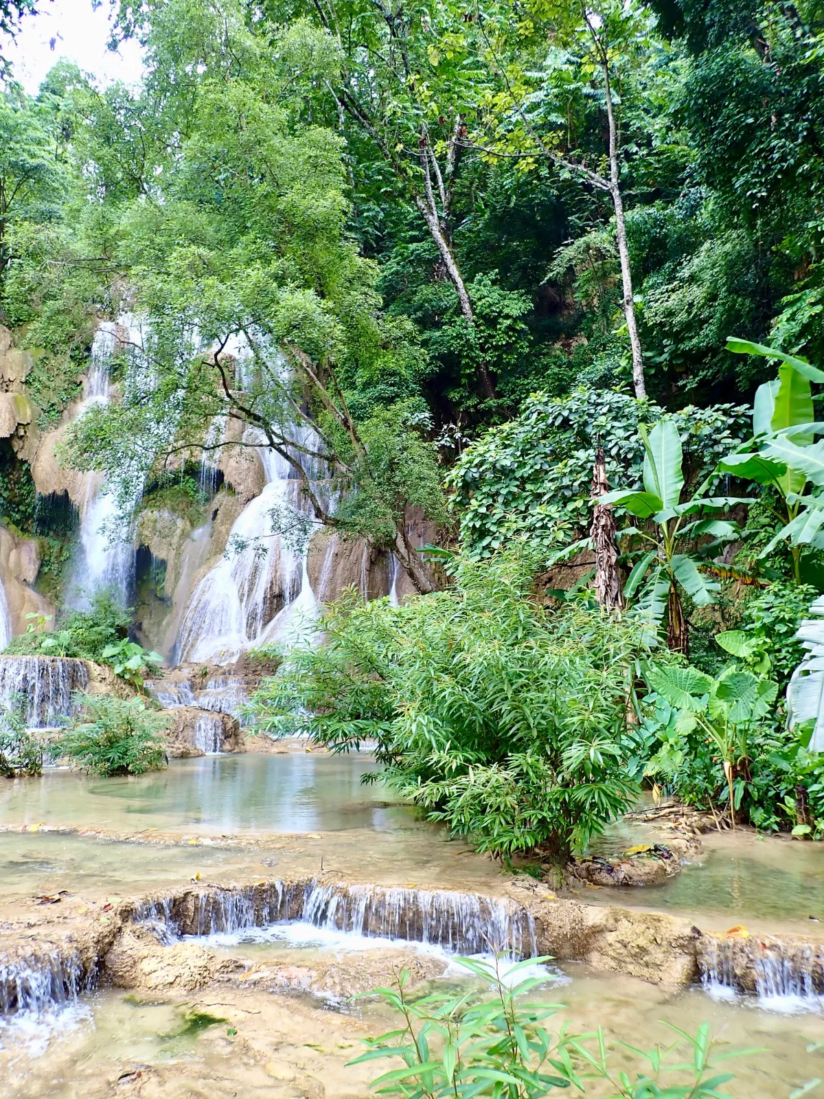 The main waterfall at Kuang Si waterfalls in Laos